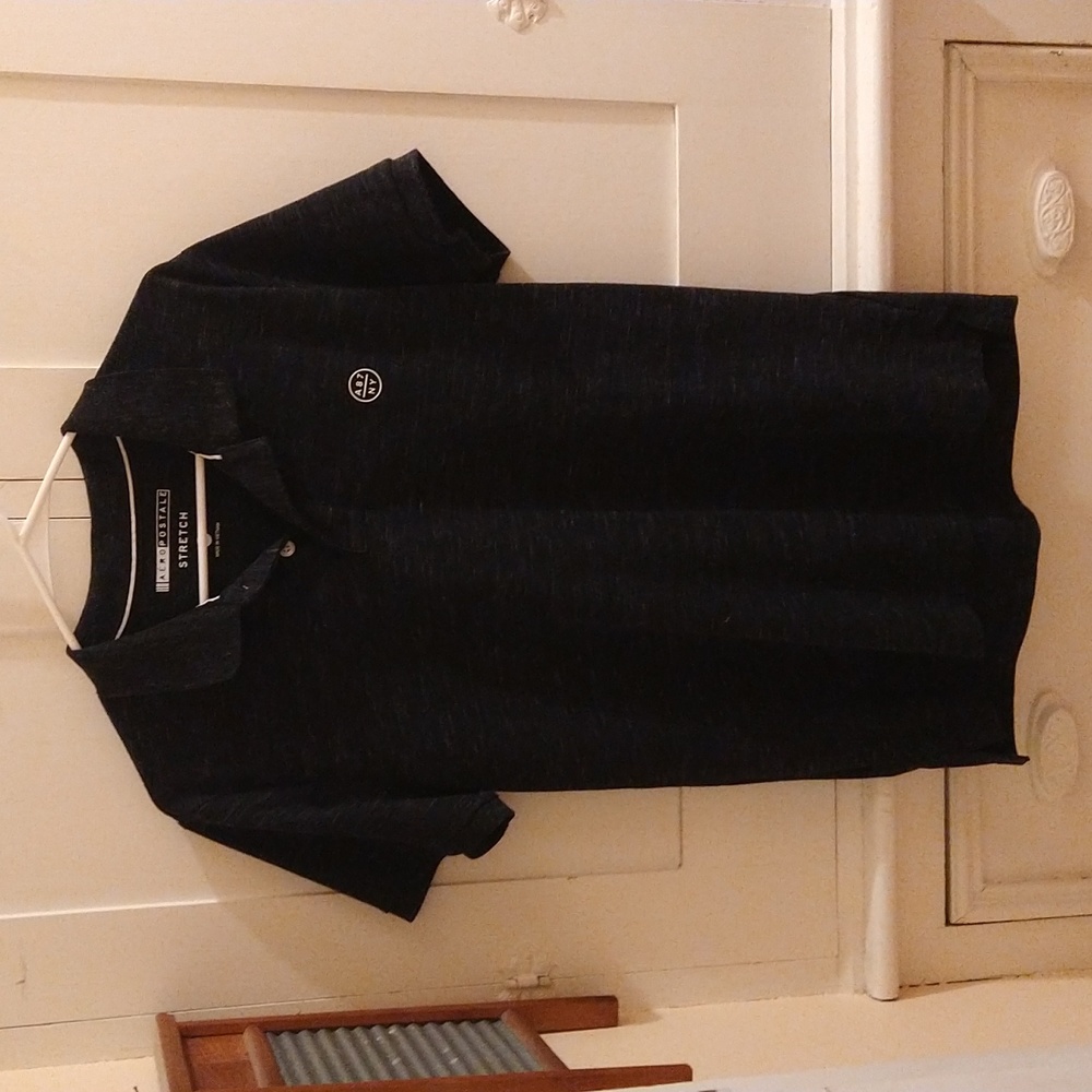 Aeropostale A87. NY black pique short sleeves shirt Sz L